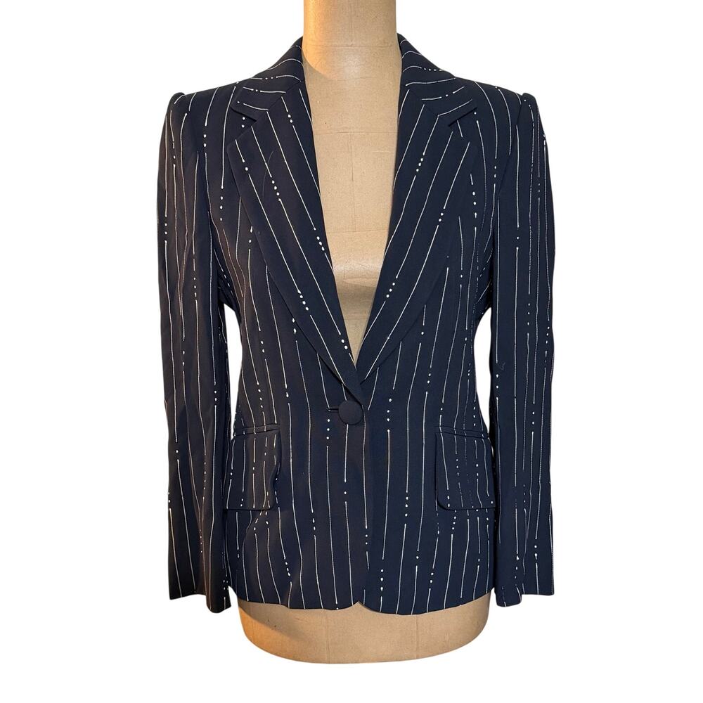 Moschino Blazer Cruise Me Baby Vintage Black with White Dot Pinstripes size 6